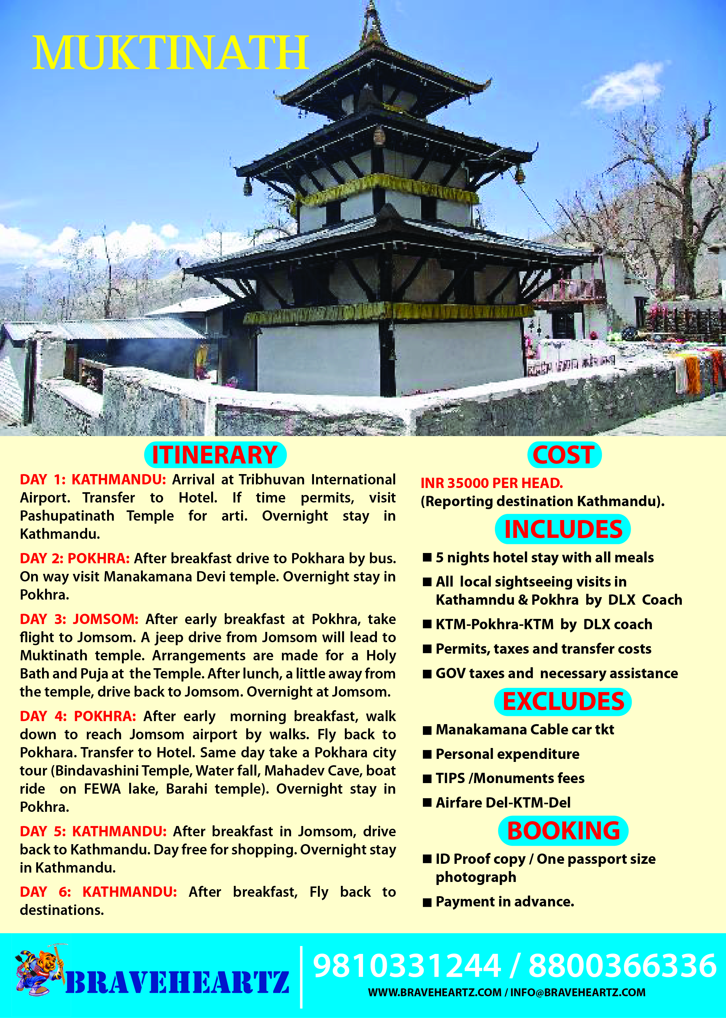 MUKTINATH ITINERARY